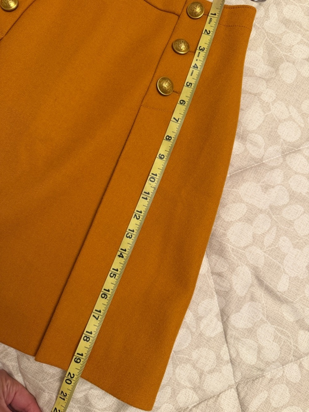 J. Crew A-Line Wool Skirt with Decorative Buttons - Mustard - Picture 9 of 9
